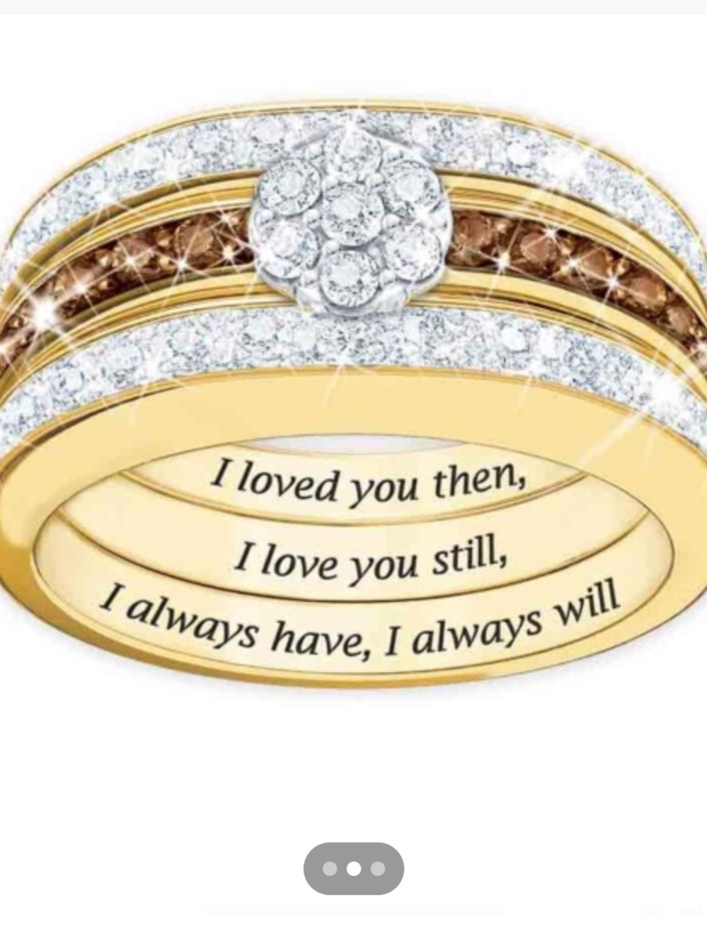 Gold and White Cubic Zirconia Stackable Love Rings - Engraved Inside